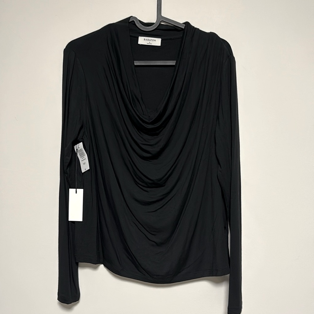 Aritzia babaton black valmont long sleeve top sz small s new